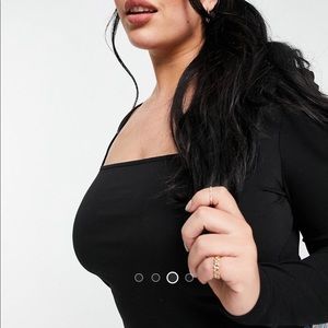 ASOS Curve Black Square Neck Long Sleeve Top